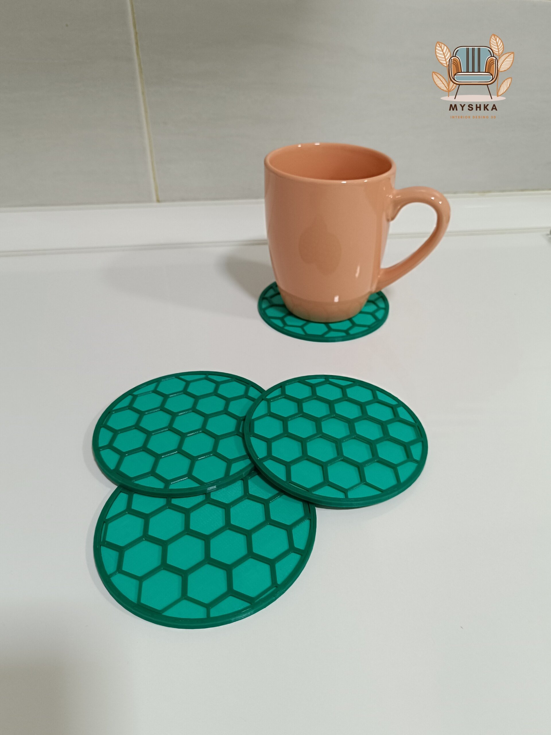 Set 4 posavasos Panal Abejas bicolor - 7