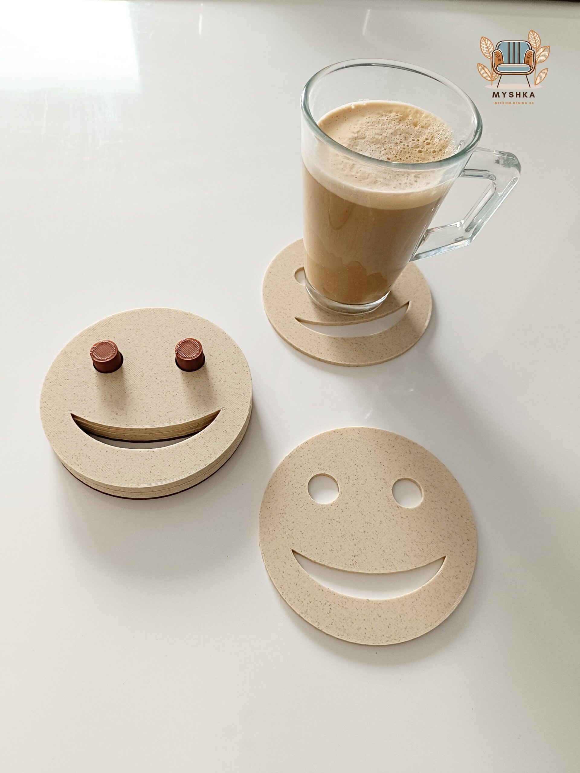 Set 6 posavasos SMILE con base - 2