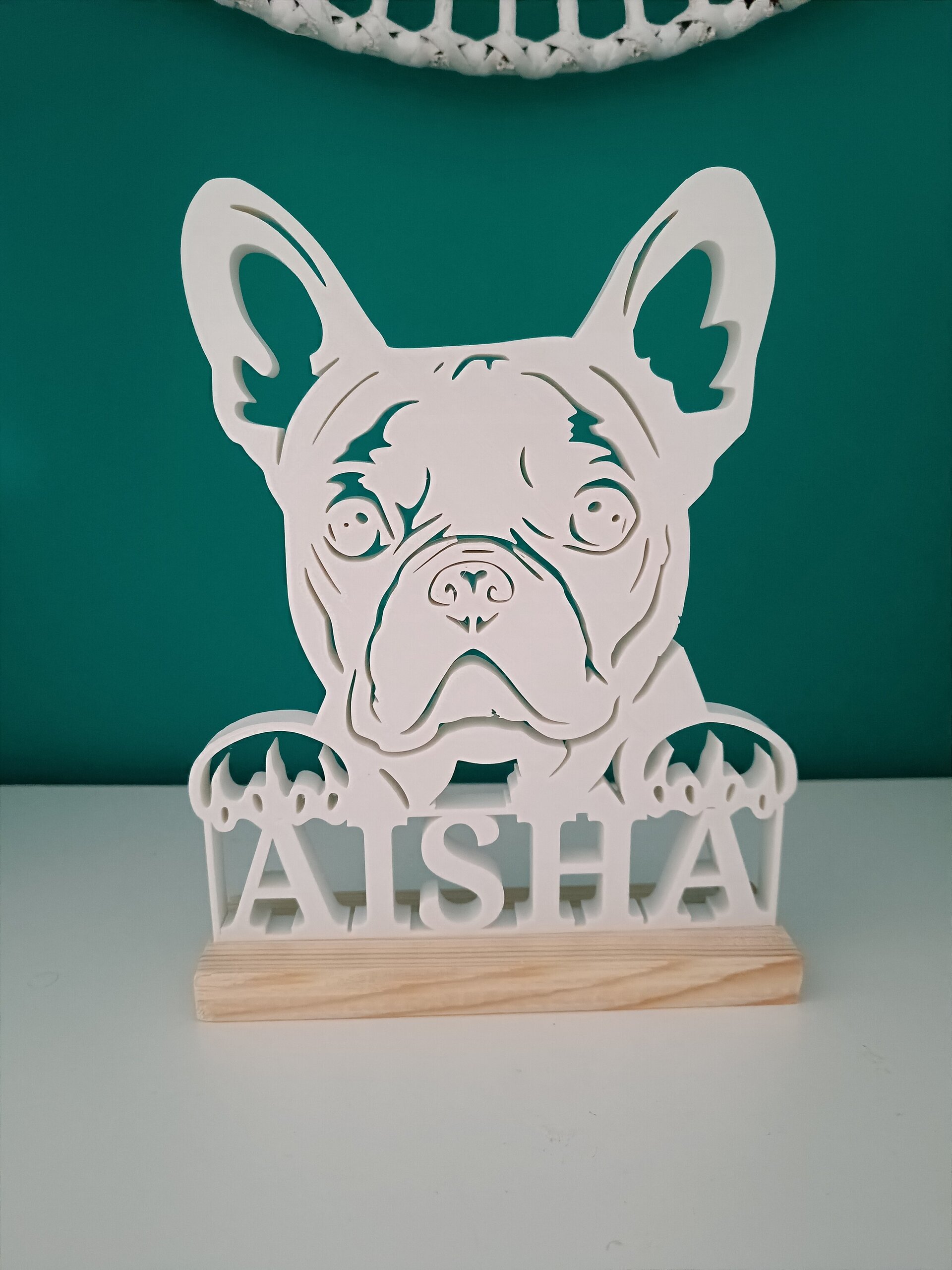Bulldog Francés personalizado en base de madera - 2