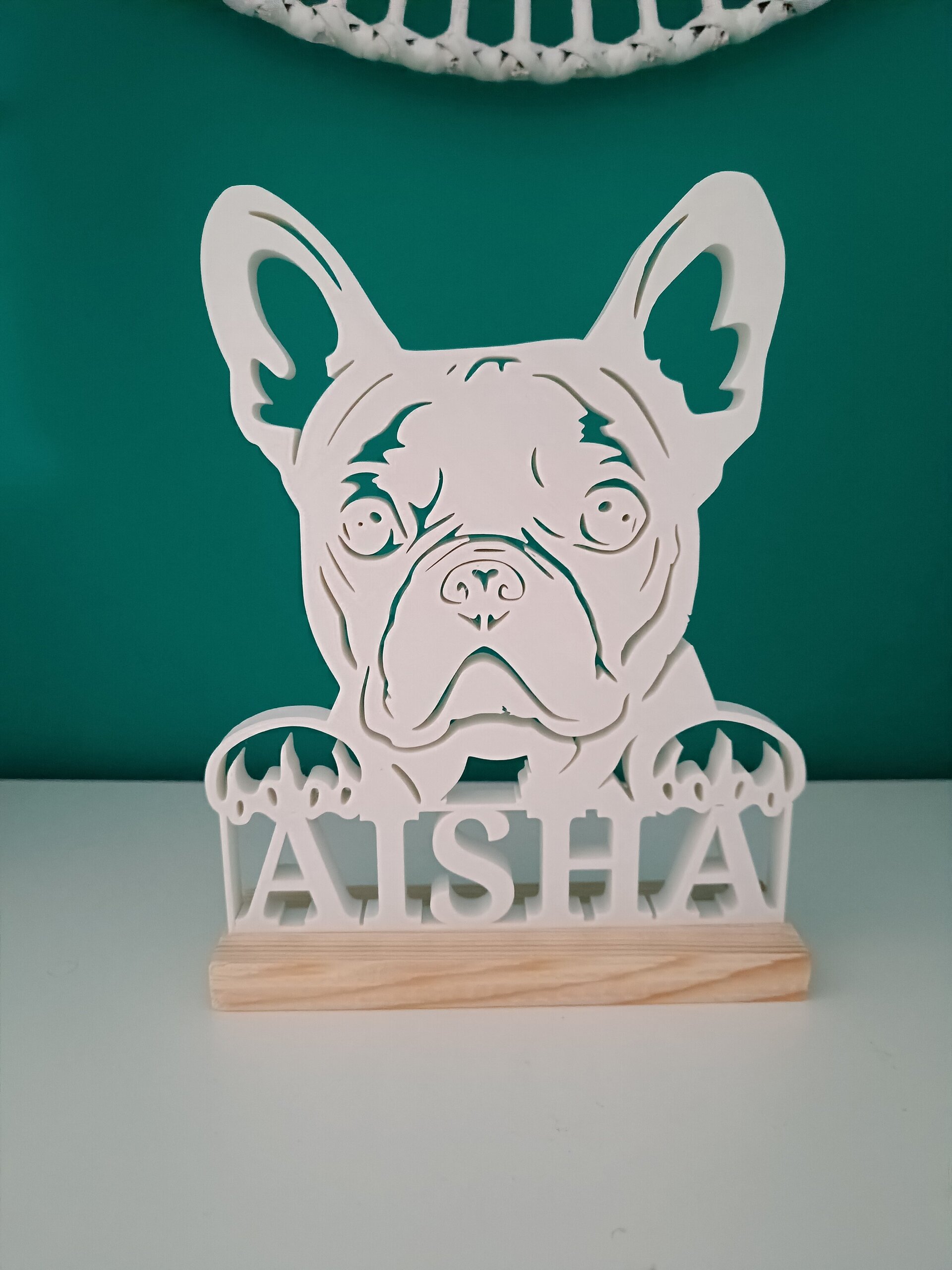 Bulldog Francés personalizado en base de madera - 3