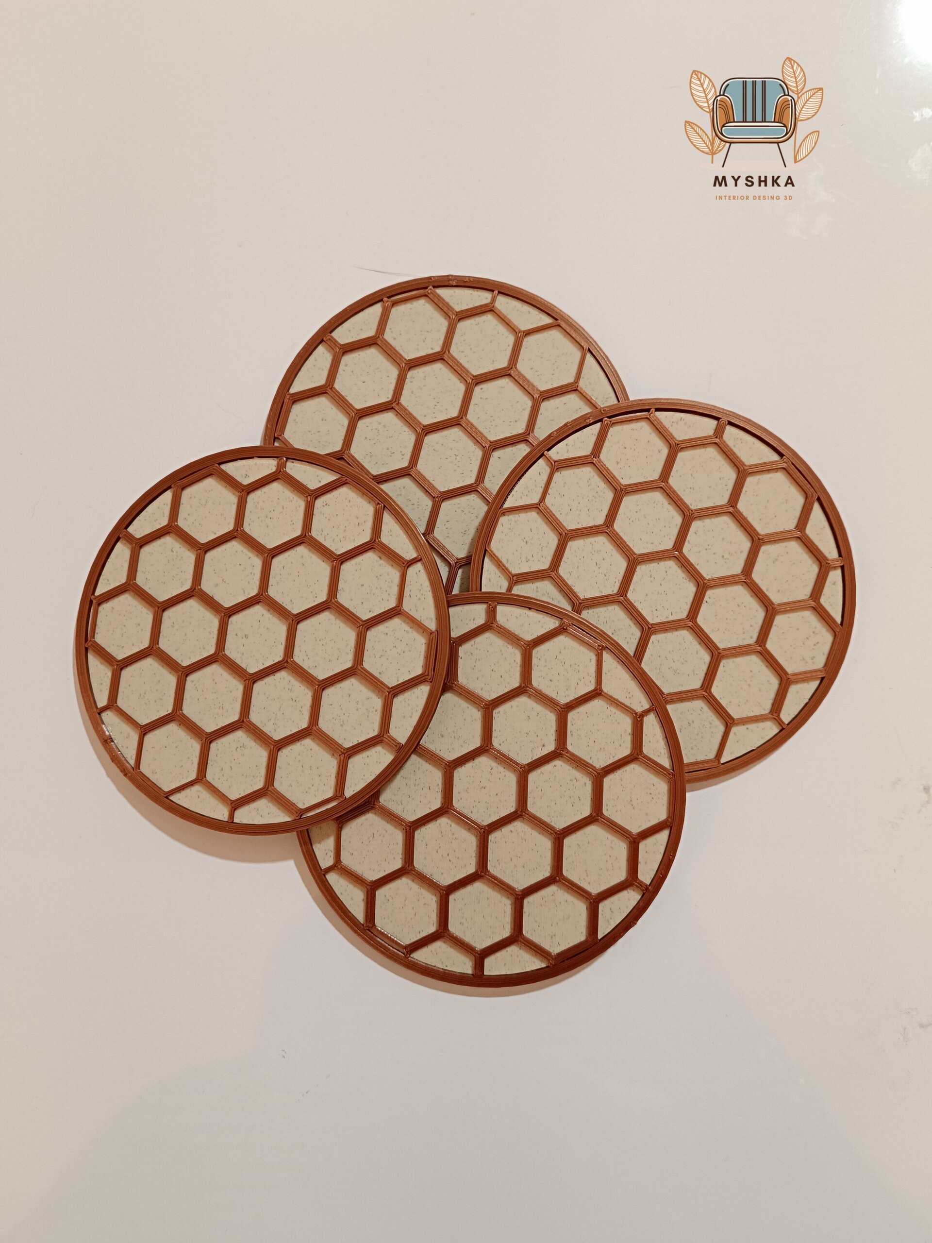 Set 4 posavasos Panal Abejas bicolor - 5