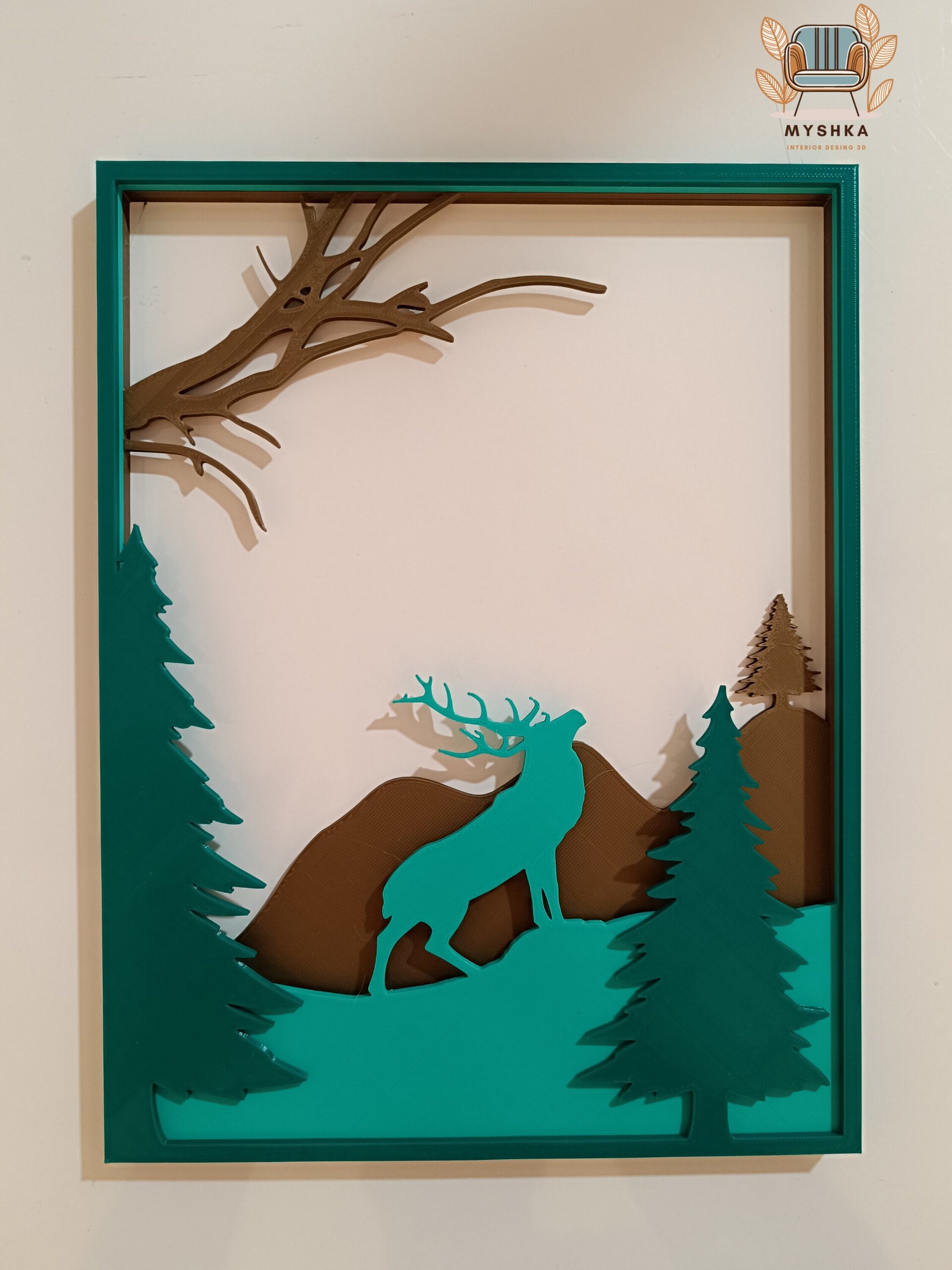 Cuadro en relieve ciervo en el bosque - 2